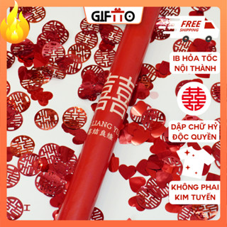 Pháo giấy kim tuyến Confetti 80cm chất lượng cao, Pháo Chữ Hỷ tiệc cưới, kỷ niệm - GiftTo