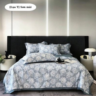 Bộ chăn ga gối lụa thái 5 món Minh Nhật - chăn hè chần bông, ga giường, vỏ gối ôm và 2 vỏ gối nằm