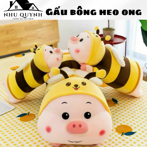 Con Heo Béo Cosplay Ong Vàng, Gấu Bông - Gối Ôm Con Heo Nằm Size 90cm - 1M1 Chất Nhung Co Dãn Đa Chi