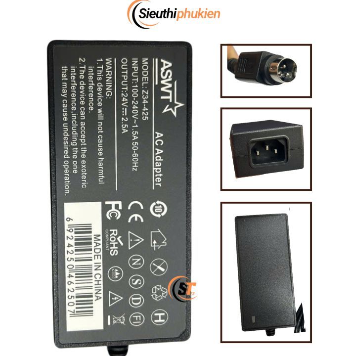 Dây nguồn máy in hóa đơn Citizen 24v chân 3 pin , nguồn 24v 3 pin máy in