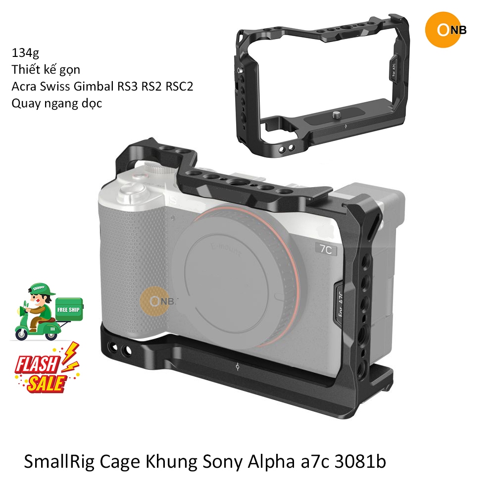 SmallRig Cage Rig Khung bảo vệ Sony Alpha A7C 3081b hỗ trợ quay