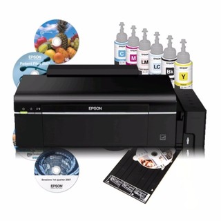 Combo máy in màu khổ a4 epson l805 + máy ép nhiệt khổ 38x38 + bộ mực nhiệt 6 màu 100ml + 2 tập giấy in chuyển nhiệt a4