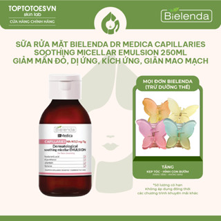Sữa rửa mặt Bielenda Dr Medica Capillaries Soothing Micellar Emulsion 250ml giảm mẩn đỏ, dị ứng, kích ứng, giãn mao mạch