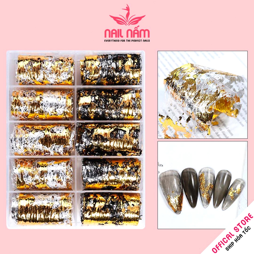 Set foil dán móng, foil nail trang trí móng
