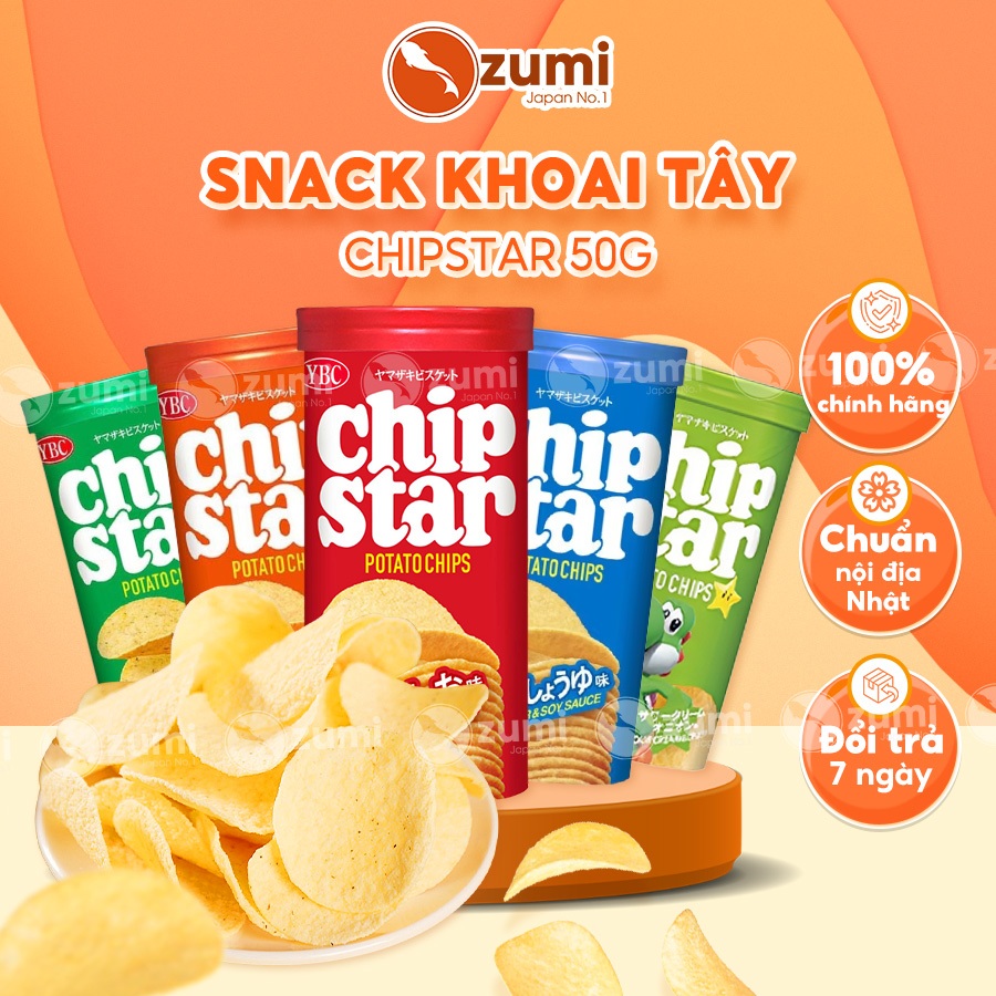 [Full 5 Vị] Bánh Snack Khoai Tây Chip Star Nhật Ăn Dặm Siêu Ngon Bé Từ 12 Tháng 1 Tuổi Hộp 50g Ozumi