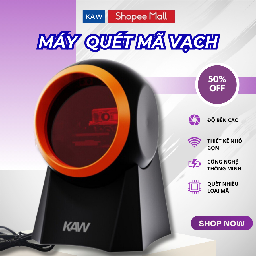 Máy quét mã vạch KAW công nghệ CMOS Mới, quét nhiều loại mã, thiết kế nhỏ gọn, dễ dàng kết nối