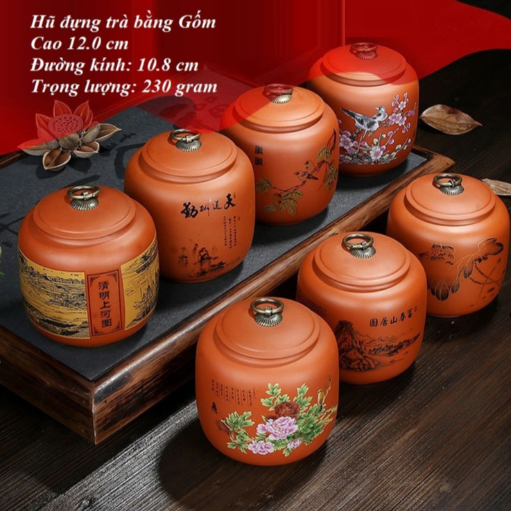 Hũ, Bình đựng trà bằng gốm tử sa (cỡ lớn, nắp rất khít)