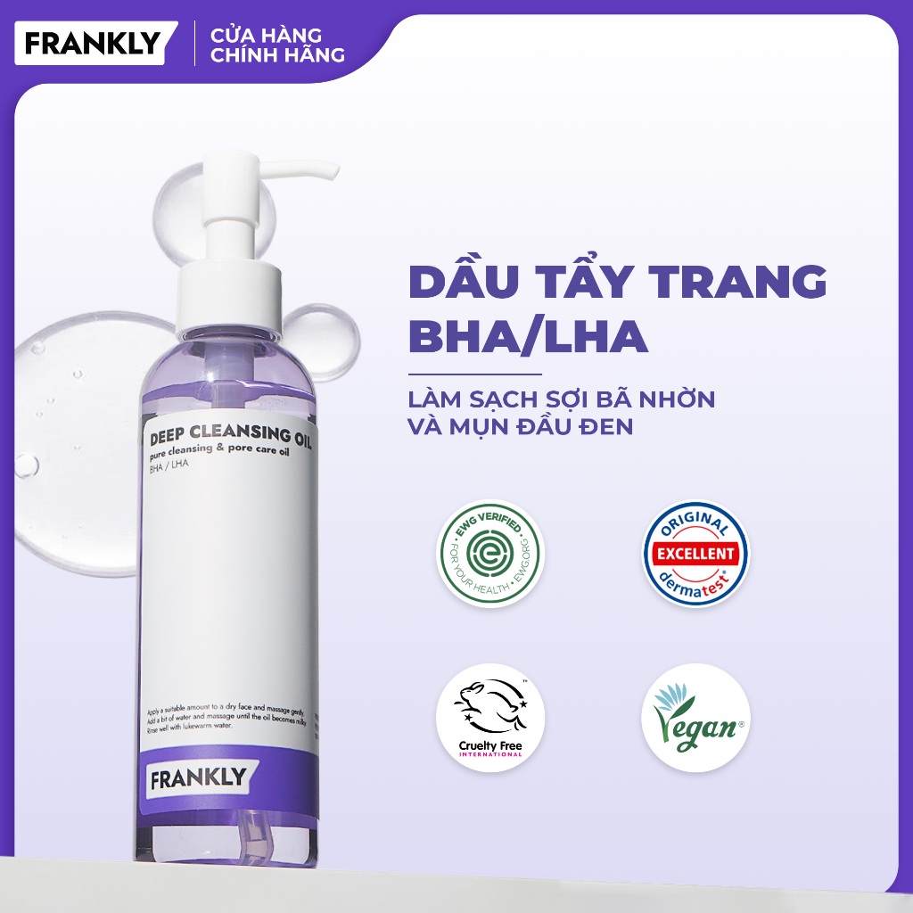 [Võ Hà Linh x Frankly] Dầu tẩy trang làm sạch sợi bã nhờn và mụn đầu đen Frankly BHA/LHA 200ml