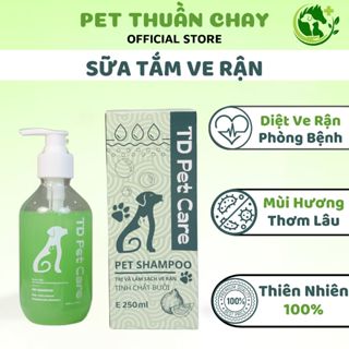 Sữa Tắm Chó Mèo Thuần Thiên Nhiên Ve Rận Hương Bưởi TD Pet Care 270ML - Dầu Tắm Cún Dành Cho Thú