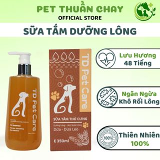 Sữa Tắm Chó Mèo Thuần Thiên Nhiên Lông Mềm Mượt Ngăn Rụng Lông Hương Dừa TD Pet Care 350ML