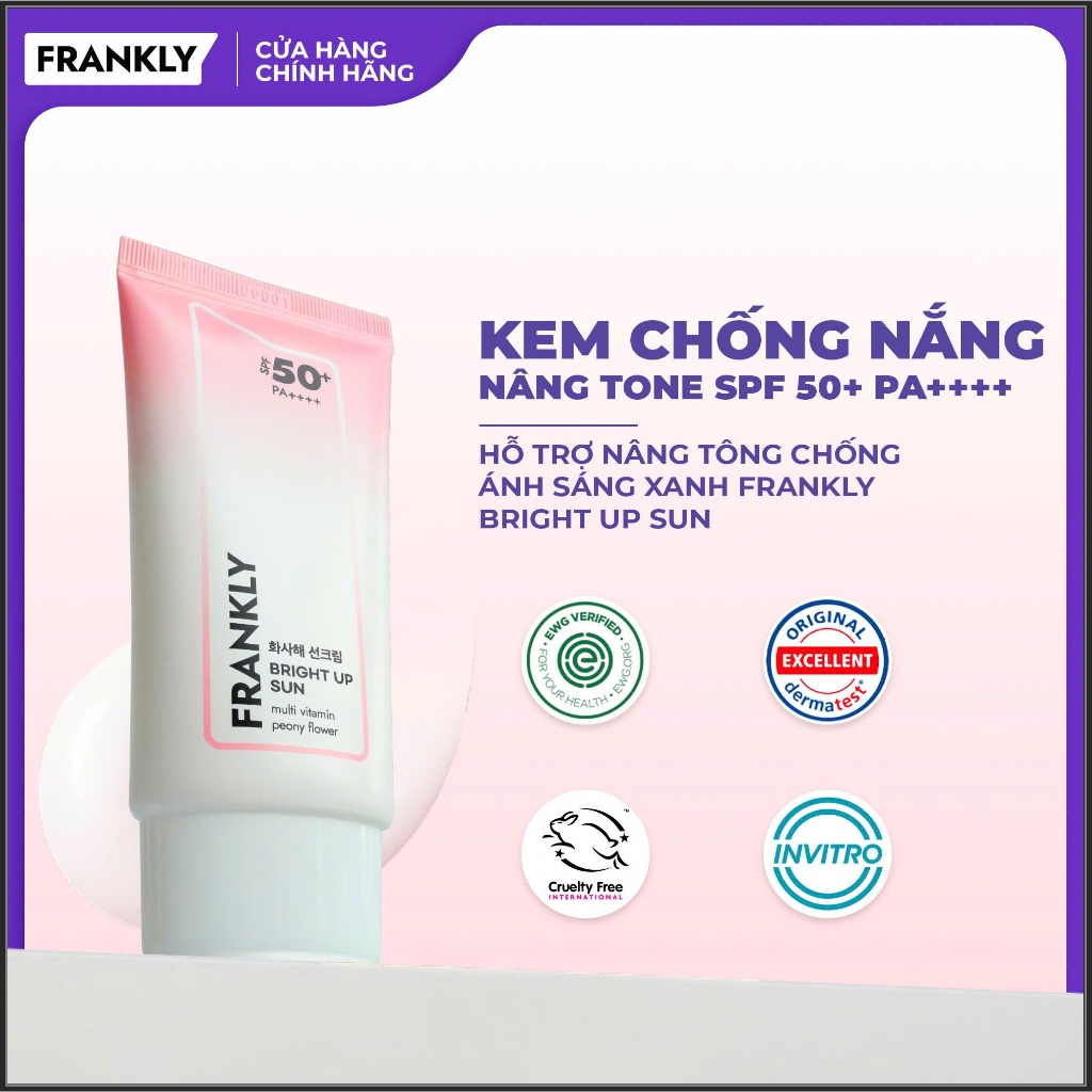 [Võ Hà Linh x Frankly] Kem chống nắng nâng tông, chống ánh sáng xanh Frankly Bright Up Sun SPF 50+ PA++++ 50ml