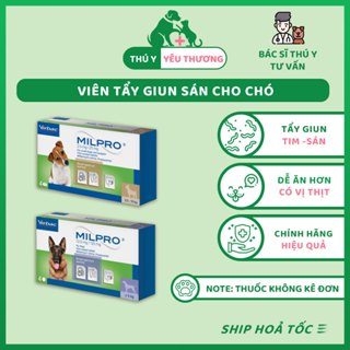  Sổ giun cho chó Milpro Virbac - Viên Tẩy Giun Sán Chó Dễ tiếp cận Với Lớp Phủ Vị Thịt Thơm Ngon 