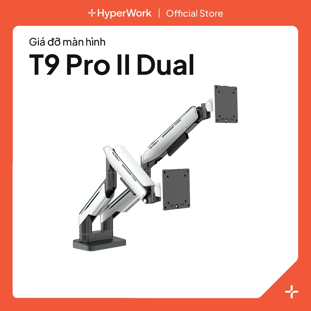Giá Đỡ Màn Hình Human Motion T9 Pro II Dual - Công Nghệ Trợ Lực Piston HumanForce 3.0