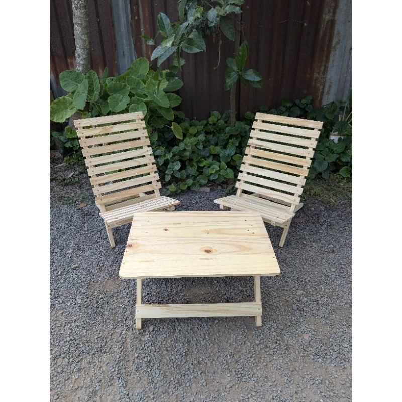 bàn ghế xếp cafe gỗ thông tự nhiên, kiểu dáng hiện đại, chill chill