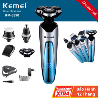 Máy Cạo Râu Đa Năng 4 In 1 Kemei KM-5390 Cao Cấp, Lưỡi tự Mài Sắc, Chống Nước IPX6, BH Chính Hãng