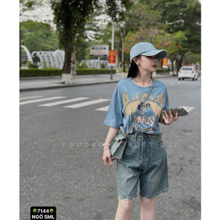 Quần Ngố Jean Nữ QC - Quần Bò Mài Gấu Đơn Giản Dễ Mặc