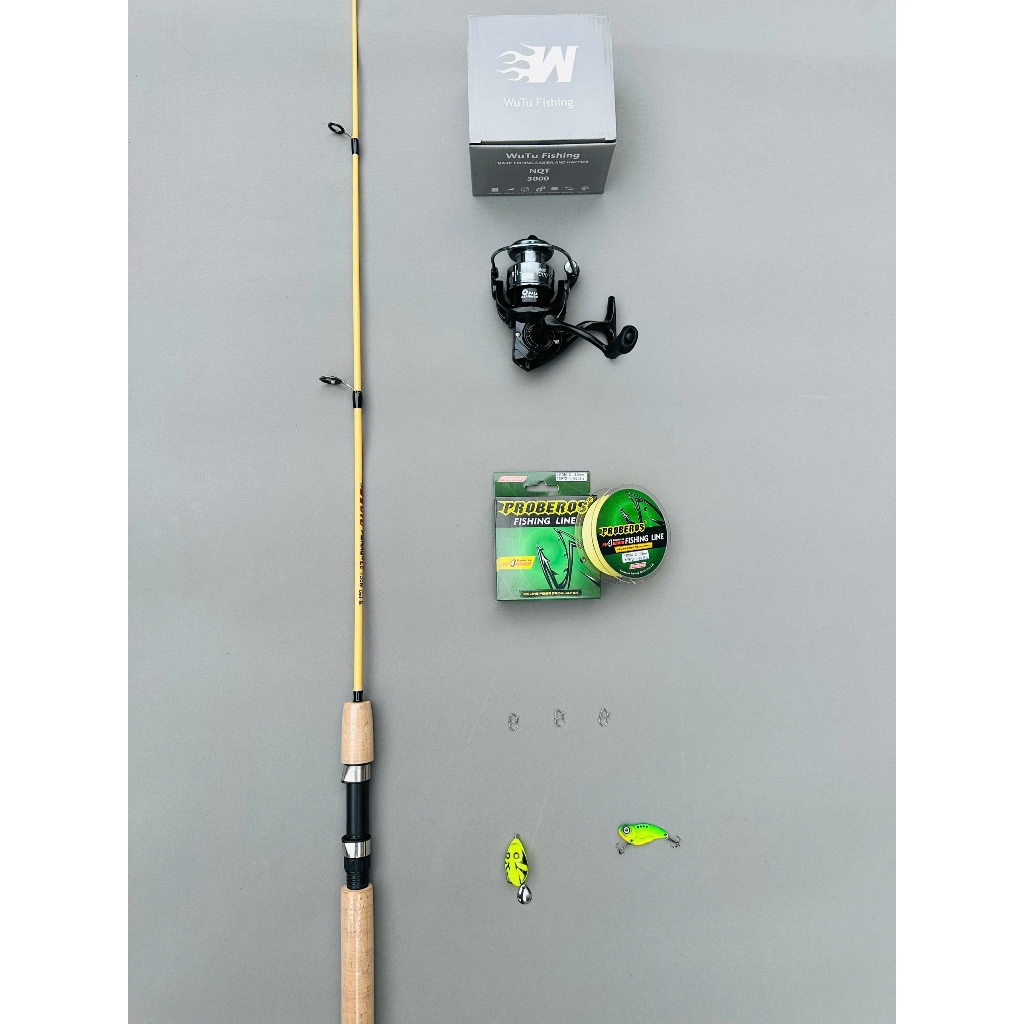 Combo Cần WuTu Fishing - LC Đa Năng, Cần Đặc 1 Khúc Máy NQT - LC