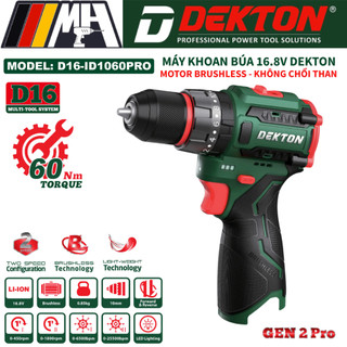   HOT  Máy Khoan Pin Dekton D16-ID1060PRO 16.8V Brushless Không Chổi Than Lực Siết 60Nm Chính Hãng 