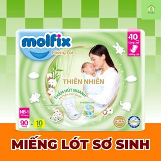 (LIVE) Miếng lót sơ sinh Molfix thiên nhiên organic Thổ Nhĩ Kỳ đủ size NB1 90+10/ NB1 64+10/ NB2 60+6 miếng