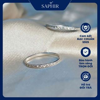 Nhẫn Bạc Ta SAPHIR S925 Khắc Full Ngôi Sao Tinh Tế, Lấp Lánh Dễ Phối Đồ