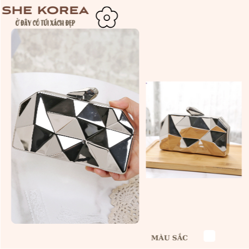 Túi cốp đi tiệc cao cấp, Túi Dự Tiệc xếp cạch.Ví Đi Tiệc, Clutch Cầm Tay Sang Trọng SHE KOREA
