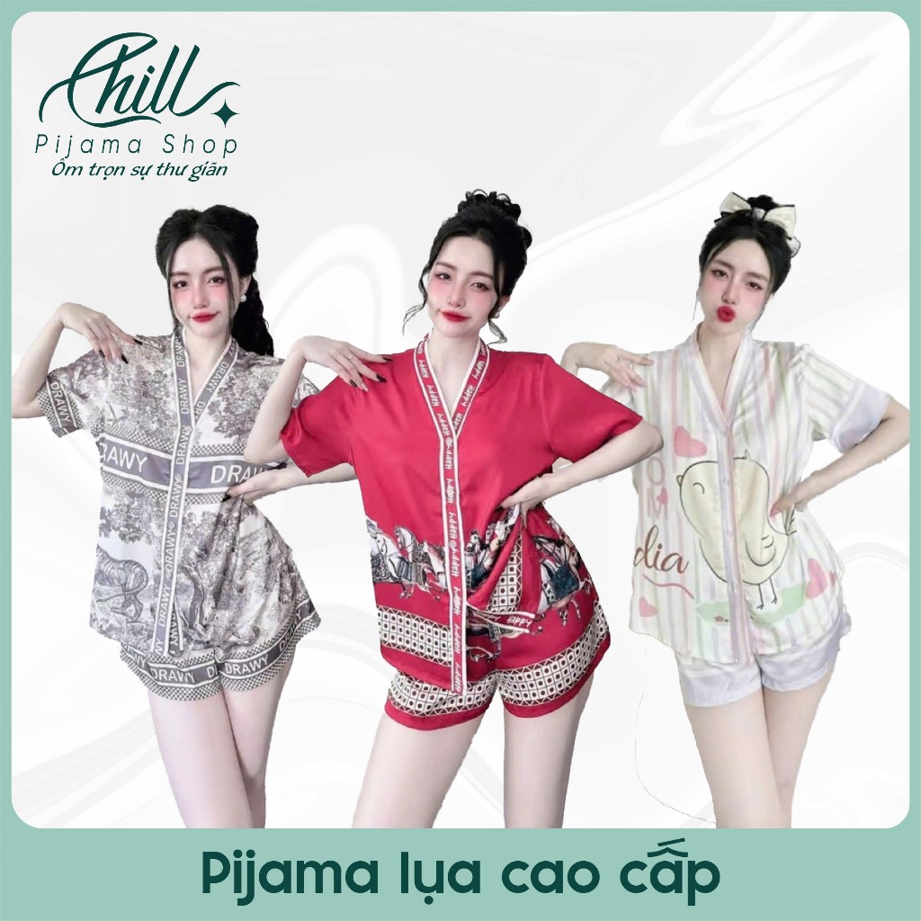 [Chill Shop] Đồ Bộ Nữ Mặc Nhà Lụa Siêu Mềm Mượt Quần Đùi Áo Cộc Thoáng Mát Mùa Hè 2025