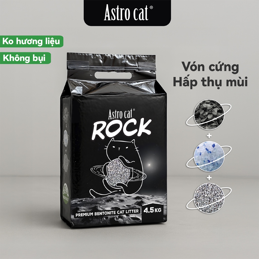 Cát bentonite Astro Cat ROCK cao cấp - hấp thụ mùi [4.5Kg]