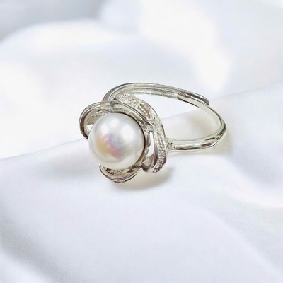 Nhẫn Bạc 925 Đính Ngọc Trai Trắng Ánh Hồng 8ly Thời Trang - Ngọc Trai Trường Thịnh