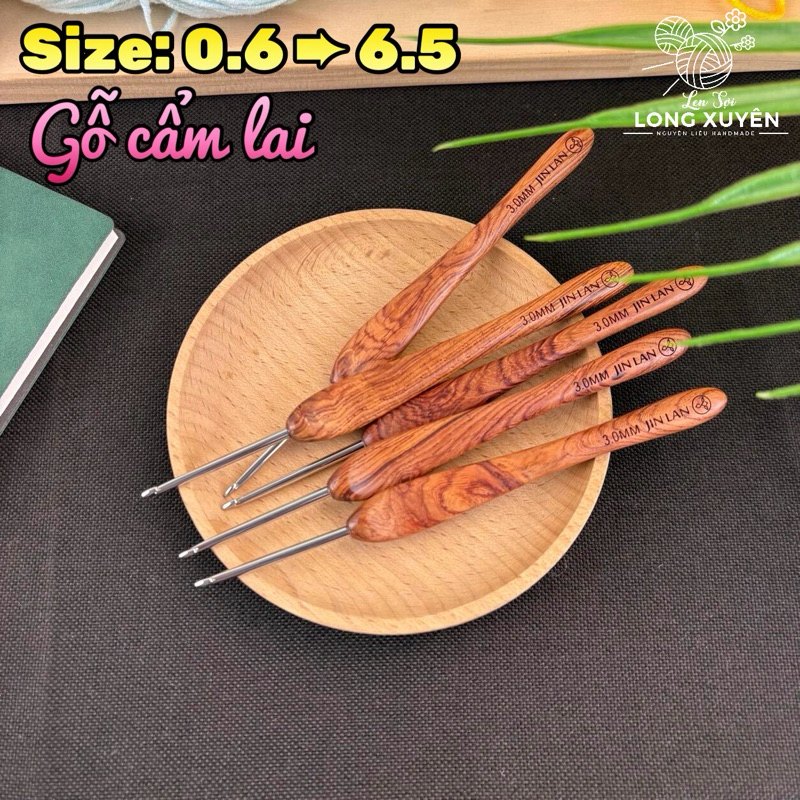 [SẴN] Kim móc len Jinlan gỗ cẩm lai
