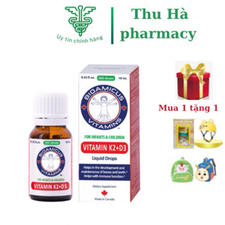 [ Quà tặng cho bé ] Bioamicus D3K2 Vitamin d2 + D3 lọ 10ml giúp trẻ hấp thu canxi tối đa