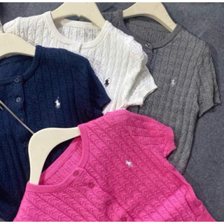 Áo len thêu ngựa cài khuy dệt xương cá 5 màu