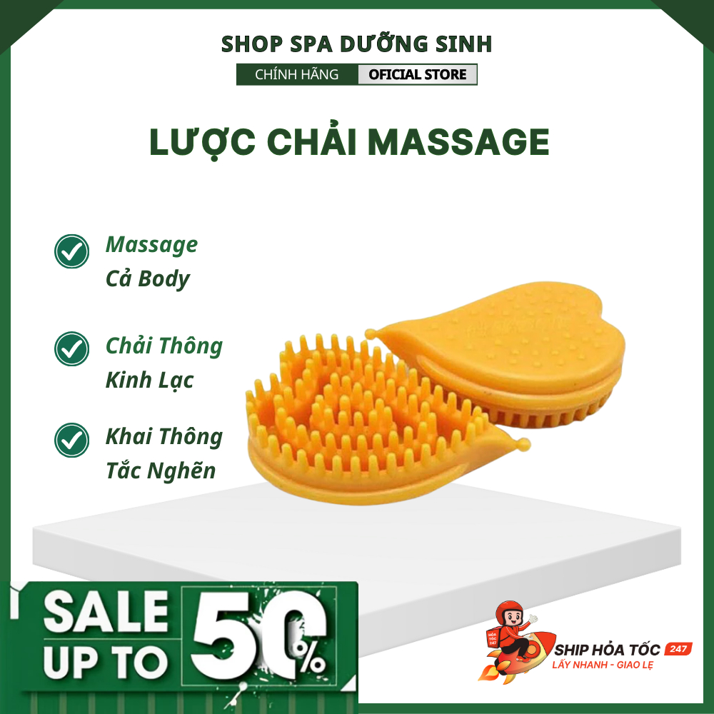 Lược bàn chải thông kinh lạc, chải thông cổ vai gáy, lược massage trái tim dưỡng sinh