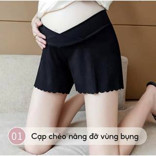  BOBIMOM | Quần đùi mặc ngủ CẠP CHÉO mặc trong váy bầu mịn mát an toàn cho mẹ bầu size M-XXL 