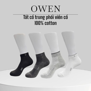 OWEN - Vớ/Tất cổ trung nam OWEN viền cổ 100% cotton khử mùi