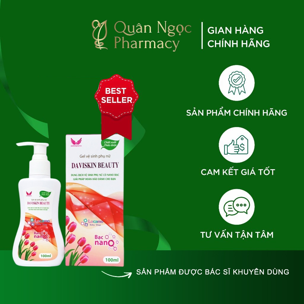 [CHÍNH HÃNG] Dung dịch vệ sinh phụ nữ Daviskin beauty Nước rửa phụ khoa Gel vệ sinh làm sạch thơm 10