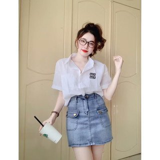 sơ mi miumiu cộc tay nữ, áo sơ mi miu miu cộc tay, áo sơ mi cộc tay