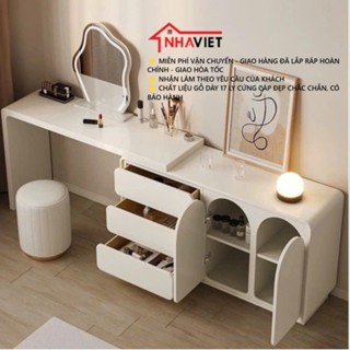 Bàn làm việc kết hợp trang điểm hay học bài chất liệu gỗ phun sơn trắng 2k chống nước bụi bẩn cao cấp NỘI THẤT NHÀ VIỆT