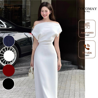 COCOMAY Đầm TASHA lệch vai kèm Tag cài thanh lịch <Trắng-Đen> Nữ Women Dress