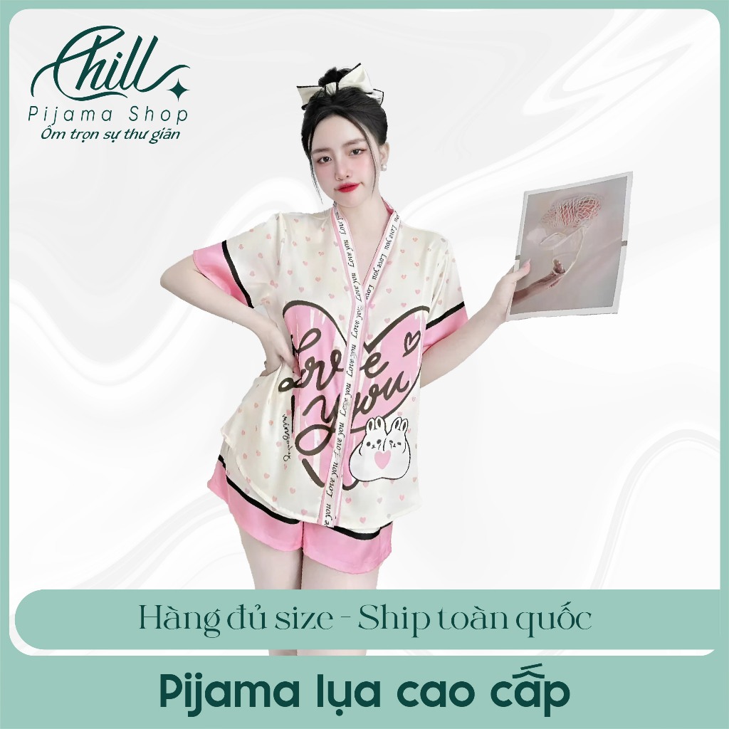 [Chill Shop] Bộ đồ ngủ Pijama quần cộc tay cộc in họa tiết, chất liệu lụa Latin trơn mịn, mềm mại