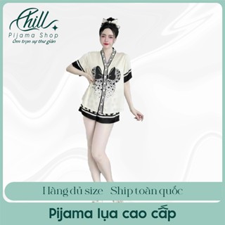 [Chill Shop] Bộ Pijama Lụa Hoạ Tiết Siêu Hot Mềm Mịn 4 Mùa Tay Ngắn Quần Đùi Size 40- 69kg