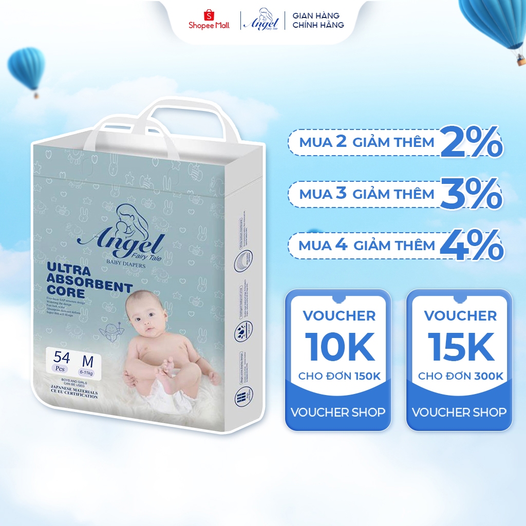 [COMBO 2 BỊCH] Tã Dán ANGEL Ultra Absorbent Core full size