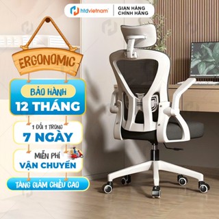 Ghế văn phòng giá rẻ HTD V1, Vải lưới tựa đầu 3D thoáng khí, tựa lưng êm ái ôm sát thắt lưng, tay ghế gập mở linh hoạt