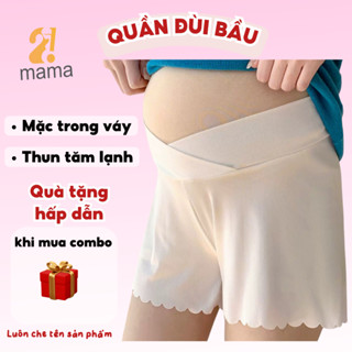 (2202) Quần đùi bầu mặc trong váy 2mama chất Thun Tăm Lạnh thiết kế cạp chéo ôm bụng bầu đẹp cao cấp