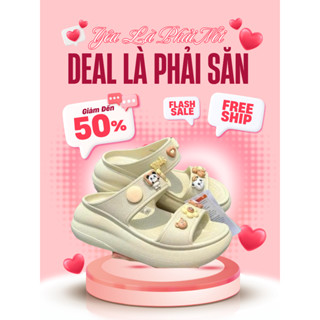 Dép Cross nữ đế độn cao 7cm với 2quai kèm 14sticker xinh xắn, chất liêu siêu mềm, êm chân.
