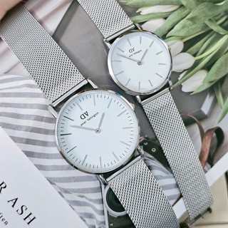 Đồng hồ nam nữ DW dây kim loại dạng lưới, đồng hồ cặp đôi dễ phối đồ