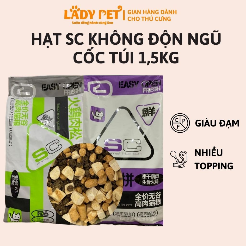 [Hỏa Tốc] Hạt SC Có Thịt Sấy Cho Mèo Mọi Lứa Tuổi, Hạt SC Cho Mèo Túi 1.2KG