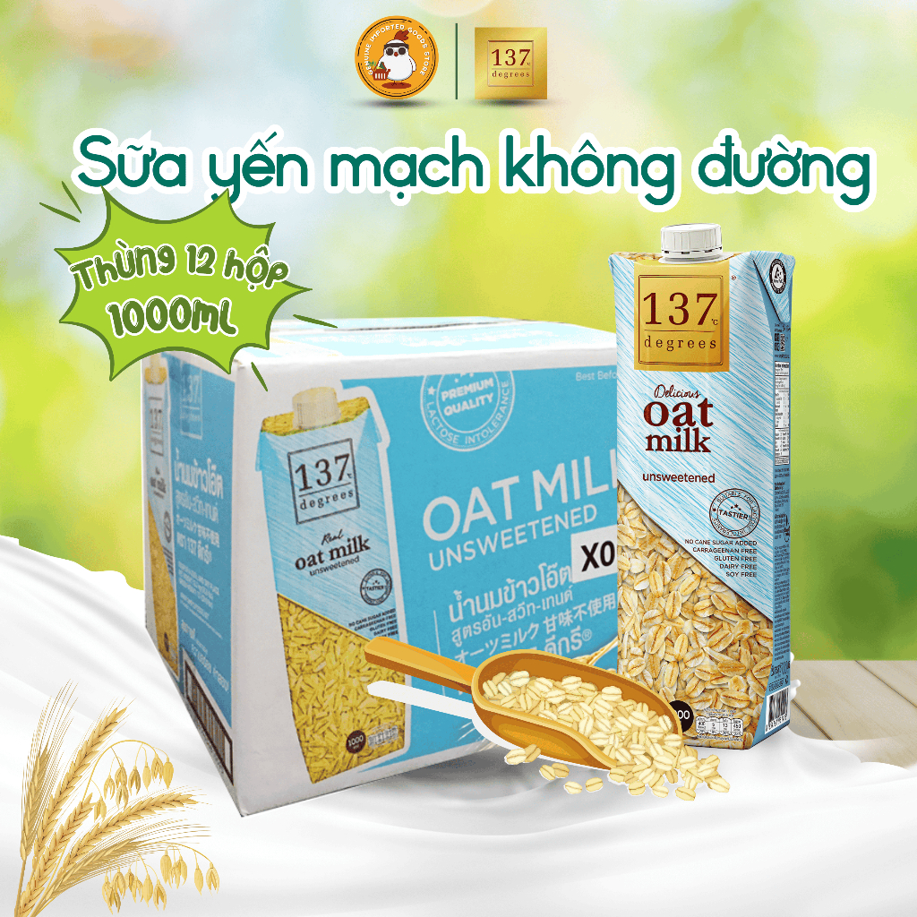 Thùng Yến Mạch Không Đường 137 Degrees 12 Hộp 1000ML