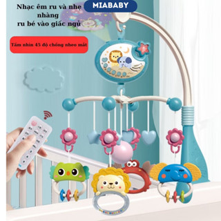 Đồ chơi treo nôi cũi xoay 360 kẹp kệ A có nhạc kèm xúc xắc, kích thích thị giác cho trẻ sơ sinh Miababy