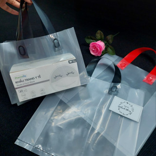 1KG TÚI QUAI XÁCH TRONG SUỐT MÀU ĐEN, ĐỎ