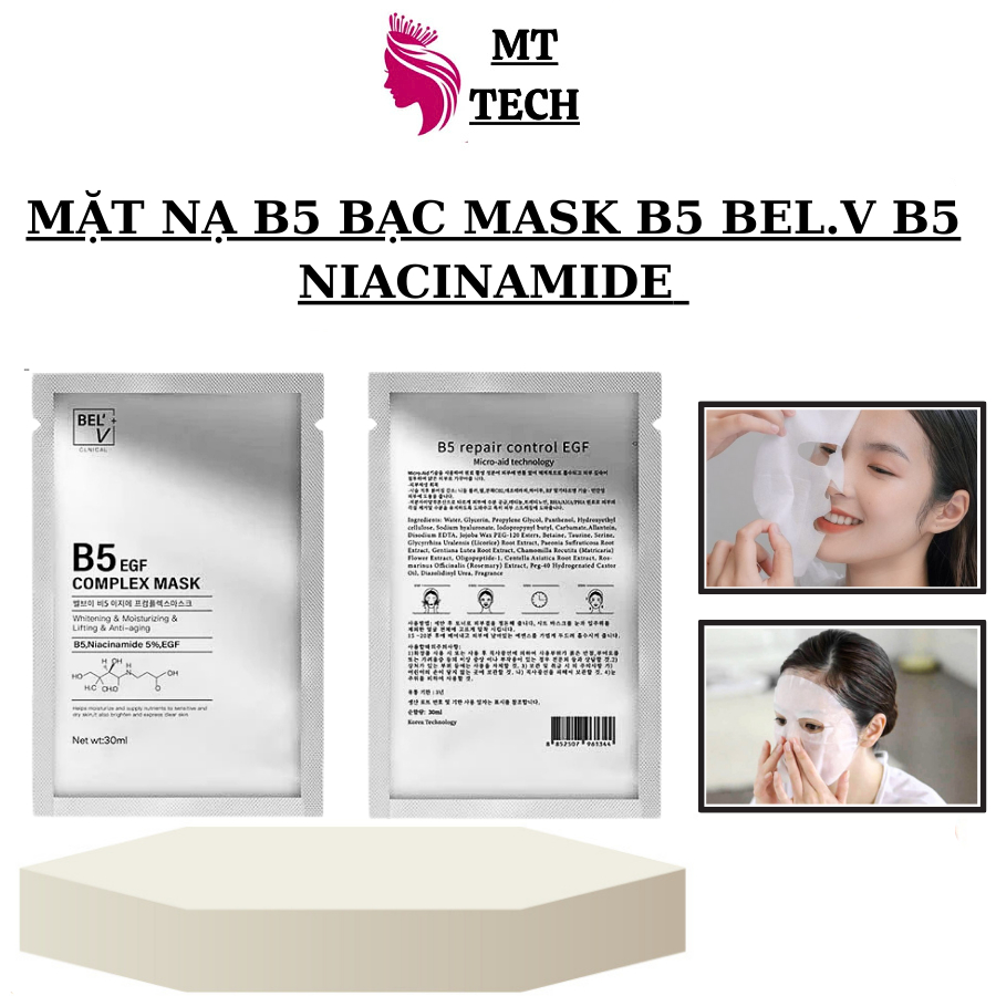 Mặt Nạ B5 Bạc Mask B5 BEL.V B5 Niacinamide EGF | Complex Mask Giúp Cấp Ẩm Dưỡng Trắng Se Khít Lỗ Châ